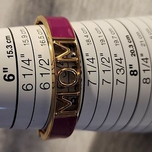 Purple 'Mom' Enamel Hinge Bangle Bracelet